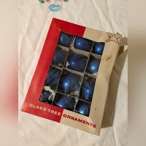 Brite Star Blue Glass Tree Ornaments 12 Small Japan
